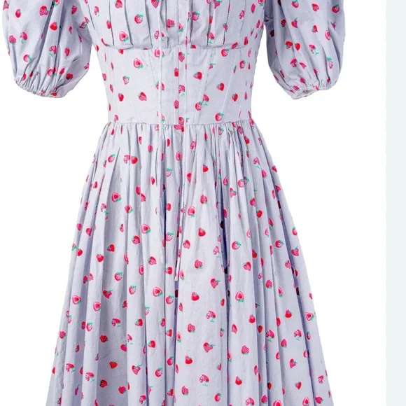 Ivy City Co Thea Striped Dress with Red Strawberry Print - Picture 3 of 8